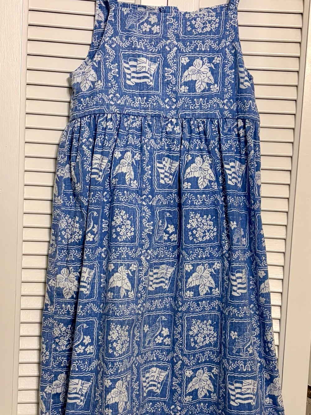 reyn spooner Blue and White Floral Patchwork Kids Dress